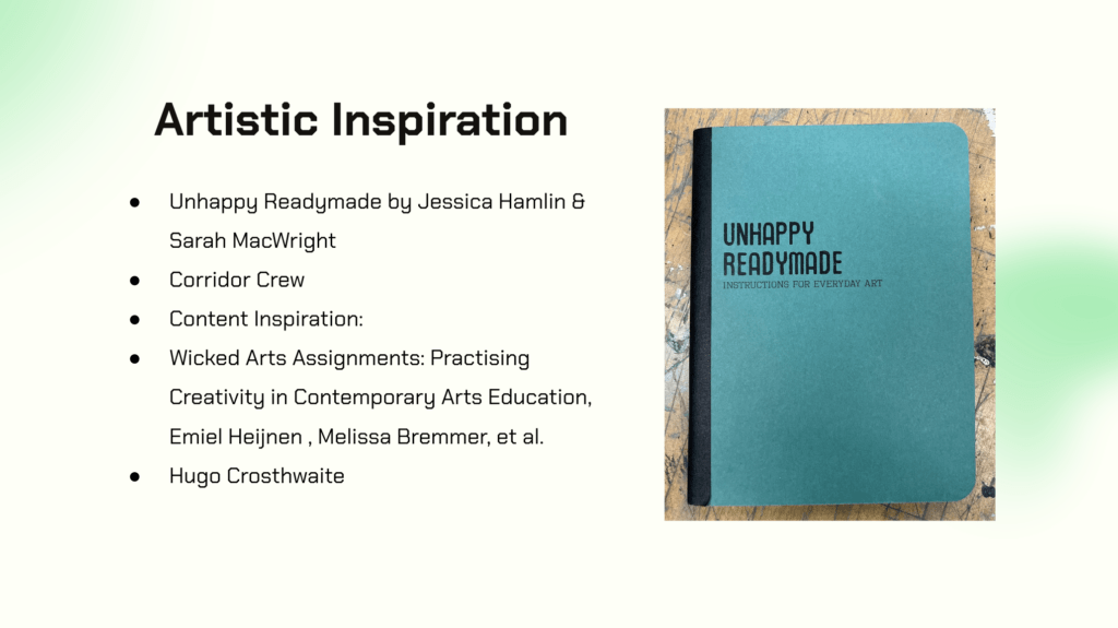 Screenshot of presentation: Artistic inspiration